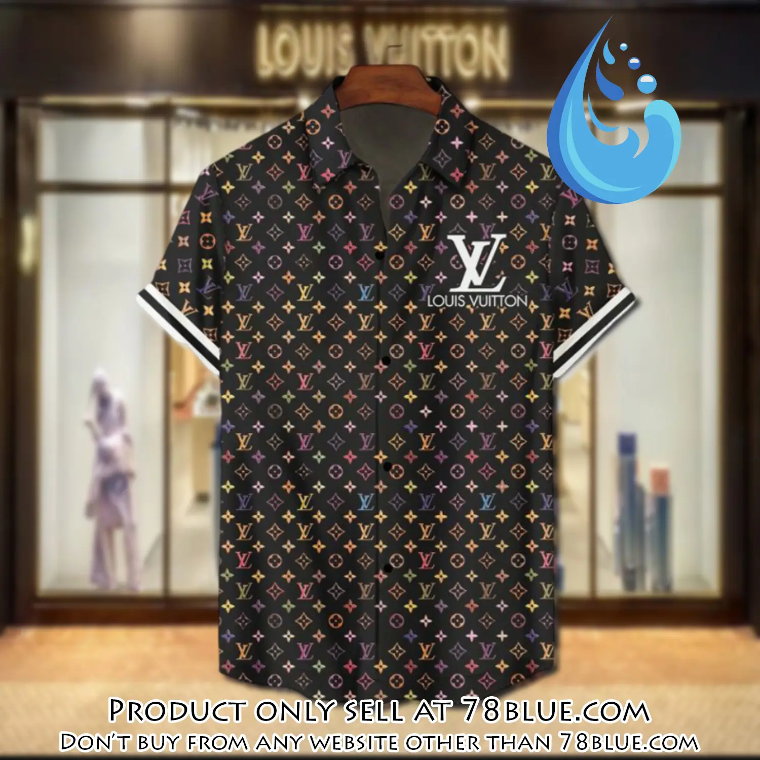Lv louis vuitton luxury hawaiian shirt & short set lhs1188 78b0012776